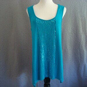 CABLE & Gauge Teal Sequin Sleeveless Top sz L NWT